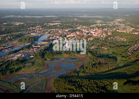 City, aerial view, Soderhamn, Sweden. Stock Photo