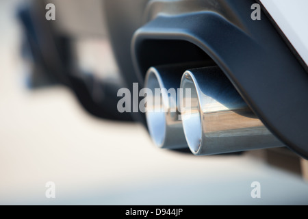 Double exhaust pipes of a modern sports car Stock Photo