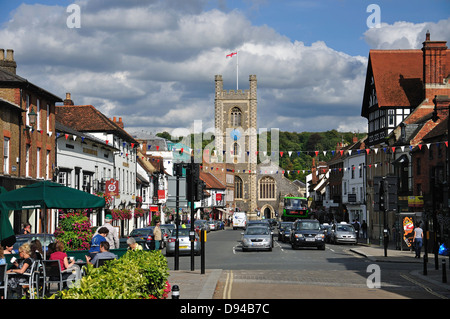 St Mary's Church from Market Place, Henley-on-Thames, Oxfordshire, England, United Kingdom Stock Photo