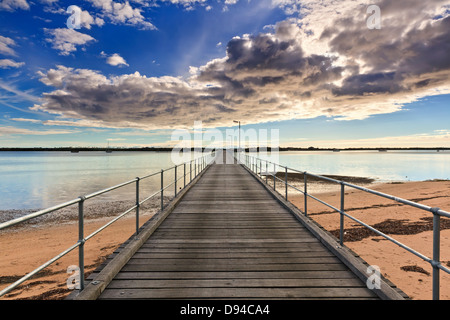 jetty bay clouds reflections foreshore sea port pier Port Broughton Jetty York Peninsula South Australia Australian seascape sea Stock Photo