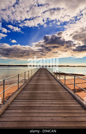 jetty bay clouds reflections foreshore sea port pier Port Broughton Jetty York Peninsula South Australia Australian seascape sea Stock Photo