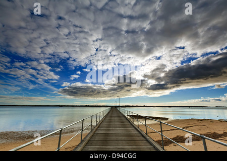 jetty bay clouds reflections foreshore sea port pier Port Broughton Jetty York Peninsula South Australia Australian seascape sea Stock Photo