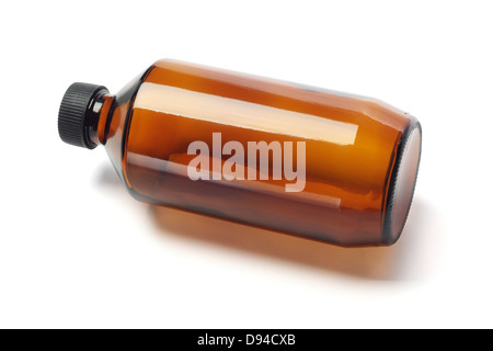 Empty Medicine Bottle Lying On White Background Stock Photo