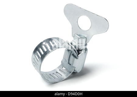 Metal Hose Clamp On White Background Stock Photo