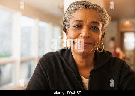African American woman smiling Stock Photo