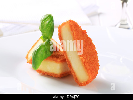 Pieces of deep fried breaded cheese Stock Photo