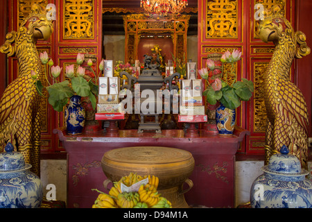 Surrounded by water and shaded by trees, Temple of the Jade Mountain or Ngoc Son Temple is an oasis in central Hanoi. Stock Photo