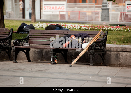 homeless people in a park, moscow, russia Stock Photo