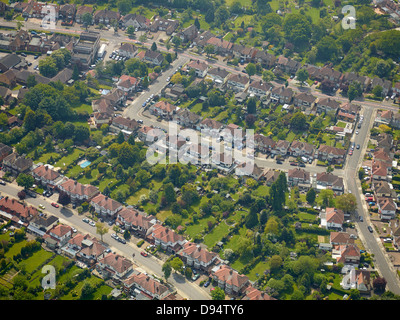 English semi detached suburbia, from the air, Romford, South East ...