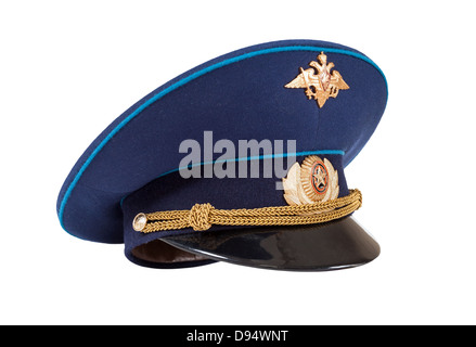 Russian military officer cap (Air Force) isolated on white Stock Photo