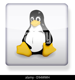 Linux logo as an app icon. Clipping path included. Stock Photo