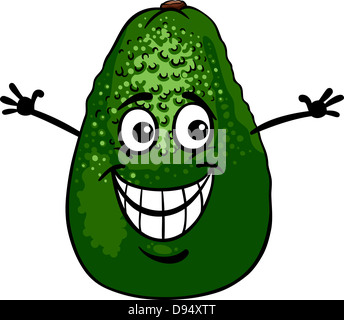 Cartoon Illustration of Funny Avocado Fruit Food Comic Character Stock Photo