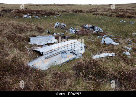 Aircraft Wreckage from a Gloster Meteor Jet which Crashed on Knock Fell in the North Pennines on 24th March 1954 Stock Photo