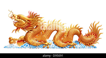 Dragon Isolated on White, With Clipping Path Stock Photo