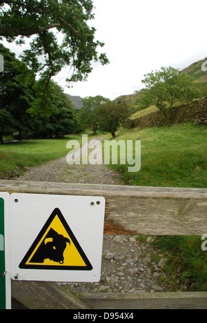 A beware of the bull sign. Stock Photo