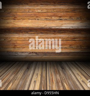 blank architectural interior ready for your design - wooden floor and panel wall Stock Photo