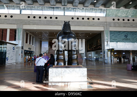 black horse sculpture by botero in barcelona el prat airport terminal 2 catalonia spain Stock Photo