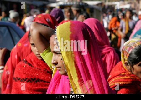 Beautiful Rajasthani woman wearing sari and traditional jewelry Stock ...