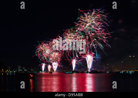 Macy's 4th of July Fireworks on Hudson River Stock Photo