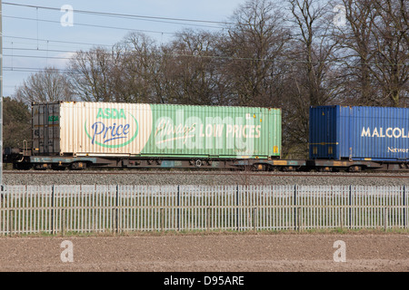 Asda Container Train A shipping container on the railway branded for Asda supermarkets Stock ...