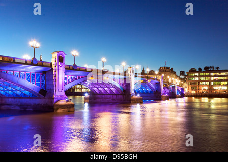 Southwark Bridge and St. Pauls at Dusk London UK Stock Photo