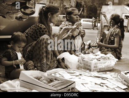 Capturing the moment of happiness .  Street vendors in relaxed time Stock Photo
