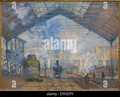 Claude Monet La gare Saint-Lazare - Saint-Lazare Railstation 1877 XIX th century French school Orsay Museum - Paris Stock Photo