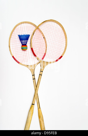 Two rackets for badminton Stock Photo