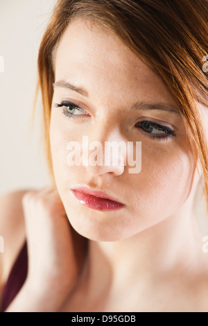 Close-up Portrait of Teenage Girl Looking to the Side Stock Photo
