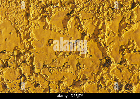 Close-up of Painted Yellow Line on Road, Toronto, Ontario, Canada Stock Photo