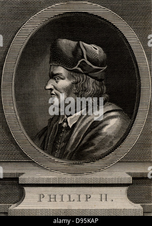 Philip II (1165 -1223) a member of the Capetian dynasty, known as Philip Augustus, king of France from 1180.  Copperplate engraving, 1793. Stock Photo