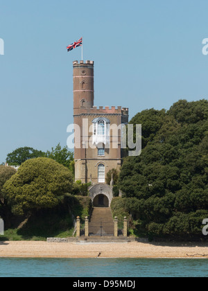 A Fine Georgian folly, Luttrell's Tower, Eaglehurst, Calshot, Hampshire UK Stock Photo