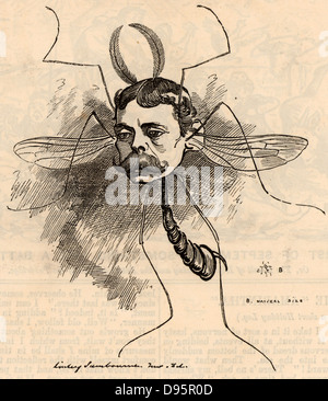 Lord Randolph Henry Spencer Churchill (1849-1895) English Conservative statesman, born at Blenheim Palace, Oxfordshire. Father of Winston Spencer Churchill, British Prime Minister. Cartoon by Edward Linley Sambourne in the Punch's Fancy Portraits series from 'Punch' (London, 3 September 1881). Stock Photo