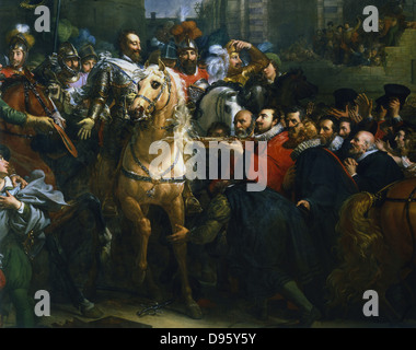 Henry  IV of France entering Paris, 22 March 1594. Detail. Galerie des Batailles,  Versailles, France Stock Photo