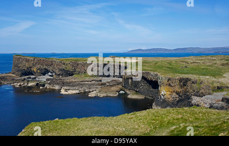 Western seaboard of the Isle of Staffa in Inner Hebrides Scotland Stock Photo