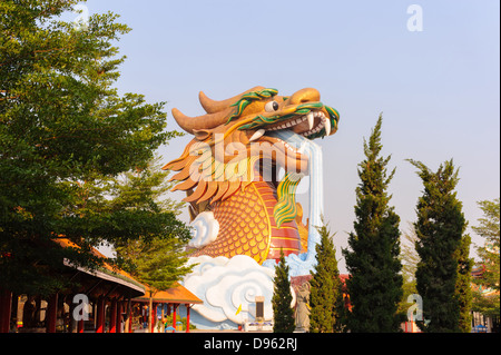 Head statue dragon in shrine park, Suphan Buri, Thailand. Stock Photo