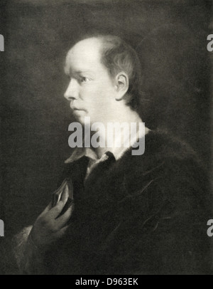 Oliver Goldsmith (1724-1774) Irish-born British playwright and poet and novelist best remembered for the  novel 'The Vicar of Wakefield' (1766) the poem  'The Deserted Village' (1770) and the play 'She Stoops to Conquer' (1773). Lithograph after portrait. Stock Photo