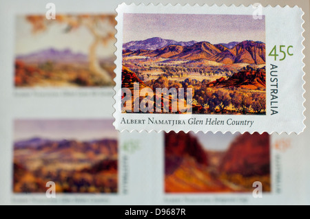 Australian Aboriginal painter, Albert Namatjira, postage stamp over ...