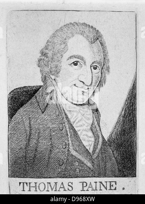 Thomas Paine (1737-1809) English-born American revolutionary, writer and philosopher. From John Kay 'Original Portraits', Edinburgh c1790. Stock Photo