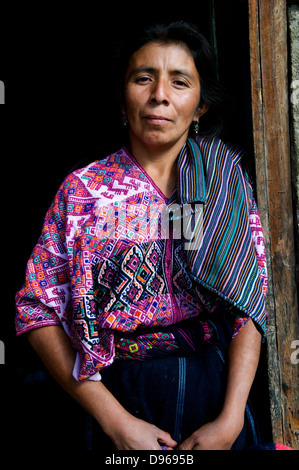 Mayan woman wearing colorful huipil in Nahuala, Solola, Guatemala, Central America. © Kraig Lieb Stock Photo