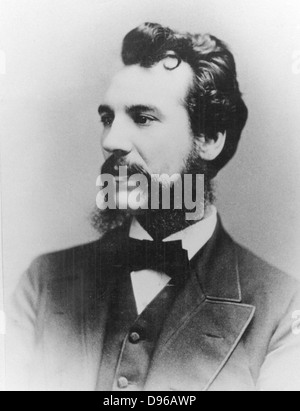 Alexander Graham Bell (1847-1922) Scottish-born American inventor; patented telephone 1876. Photograph of Bell as a young man. Stock Photo