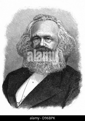 Karl Marx (1818-1883) Father of modern Communism. German political, social and economic theorist. Engraving Stock Photo