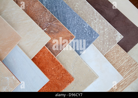 Samples of a ceramic tile in shop Stock Photo