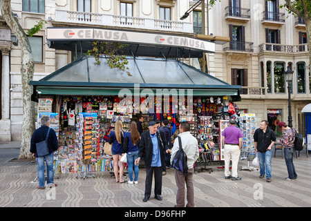 souvenir stall on la rambla barcelona catalonia spain Stock Photo