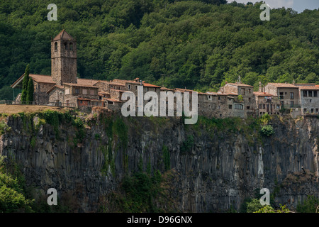 The town of Castellfollit de la Roca, Landscape. Stock Photo