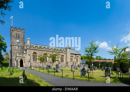 The Curch of All Saints in the market town of Dulverton in Exmoor National Park, Somerset, England. Stock Photo