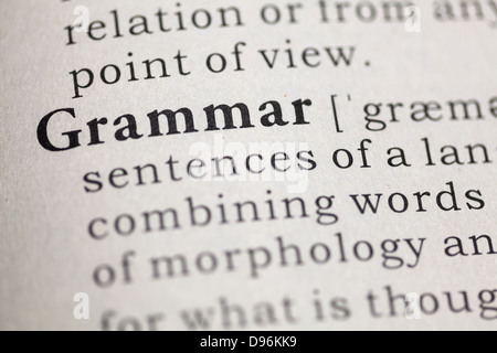 Dictionary definition of the word Grammar. Stock Photo