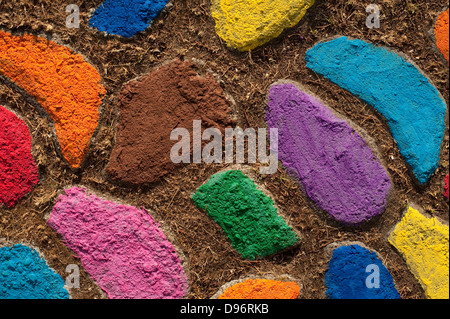 Rock path through yard with rocks multicolored Stock Photo