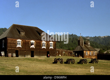 tourists visit historic fort Ross California former Russian fort Stock Photo