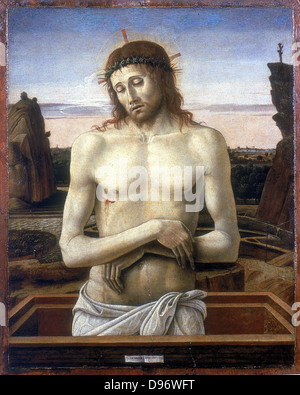 Christ in the Tomb' 1460: Giovanni Bellini (1427-1516) Italian artist. Stock Photo
